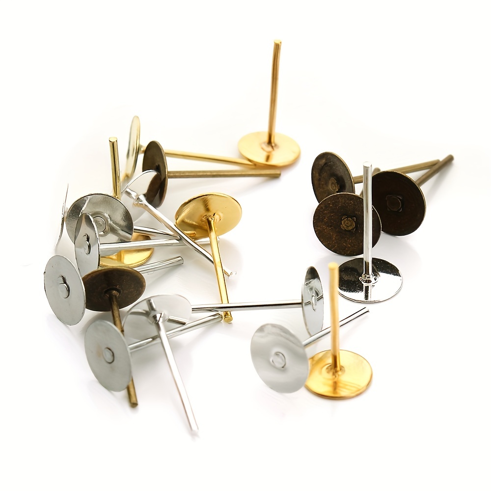 200Pcs 5 6mm Golden Silvery Iron Ear Stud Earring Accessory